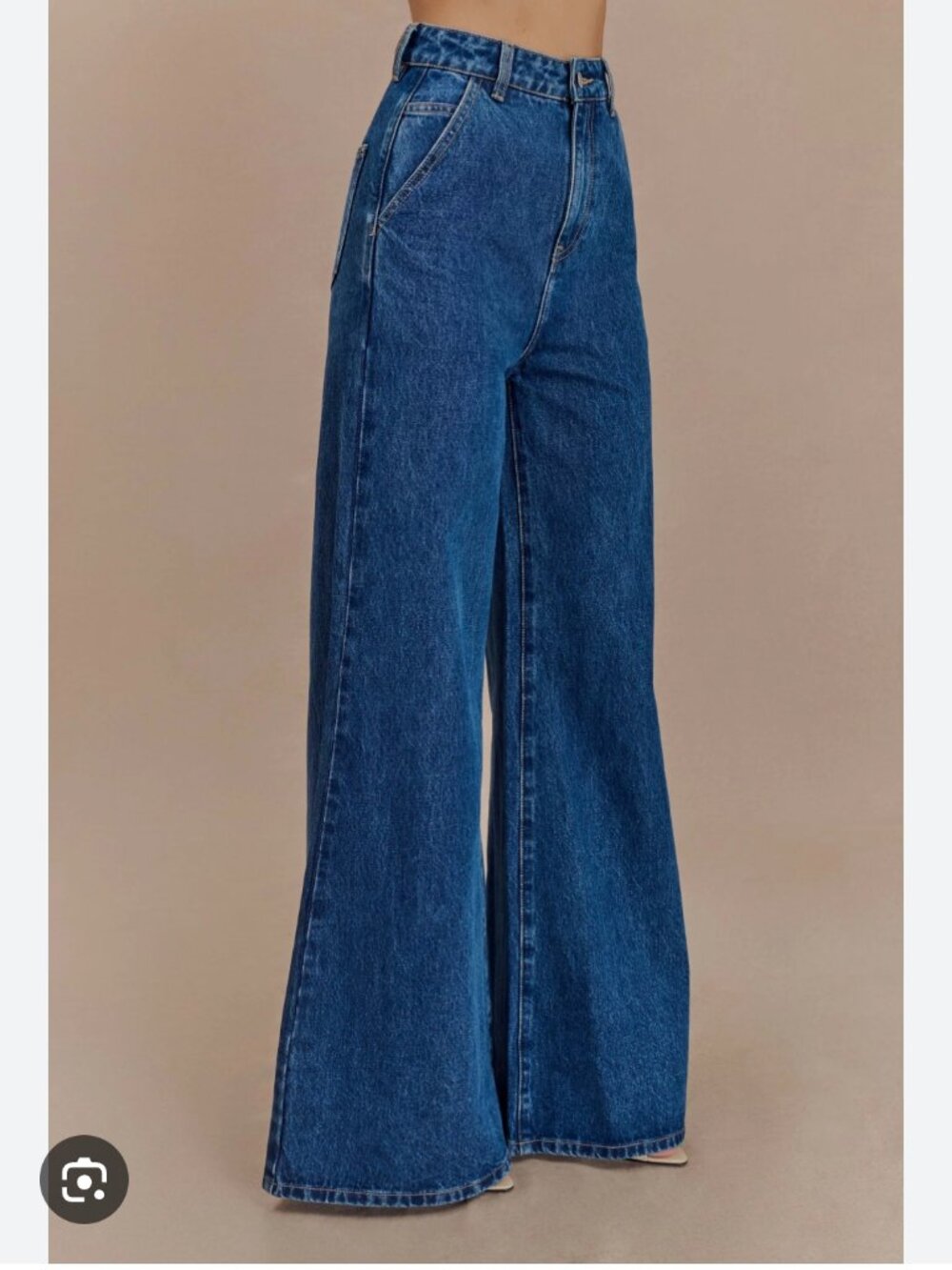 Meshki Jen Wide Leg Flare Denim Jeans - Dark Blue, Size US -12, Australian 16